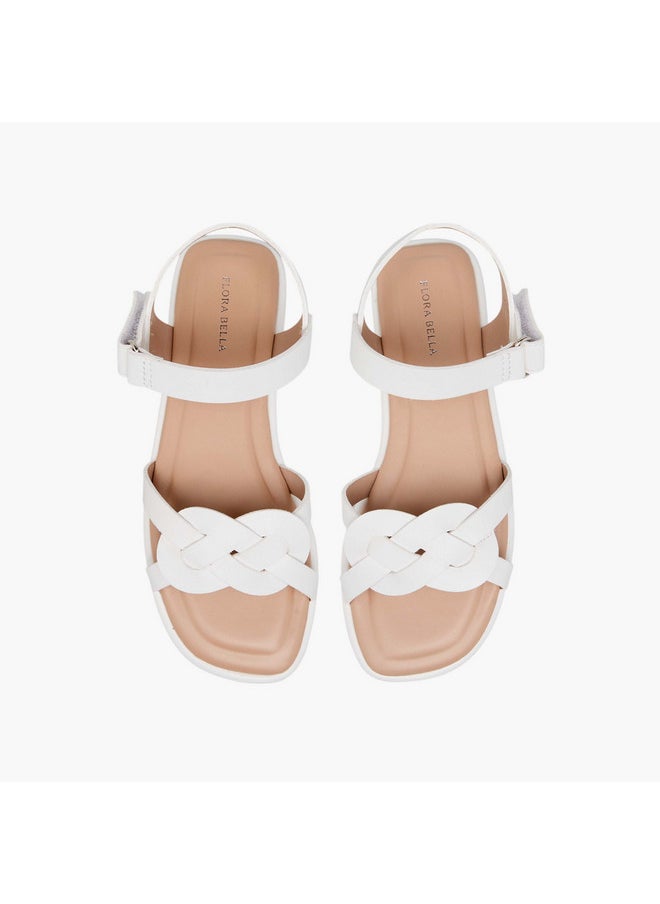 Girls Strap Detail Sandals with Hook and Loop Closure