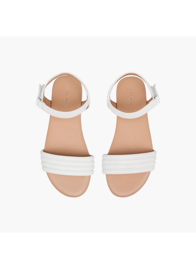 Girls Strap Detail Sandals with Hook and Loop Closure