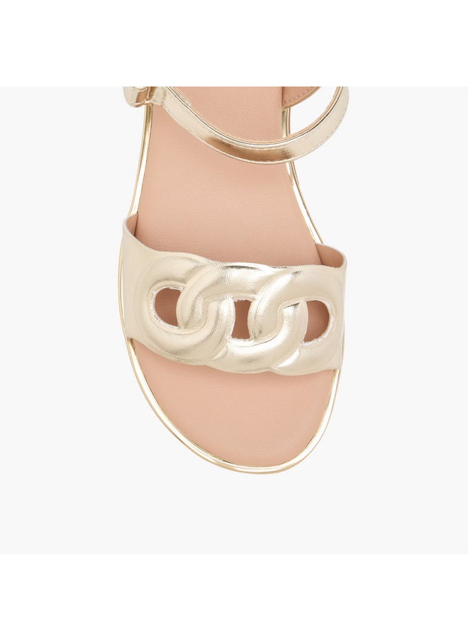 Girls Cutout Detail Sandals with Hook and Loop Closure