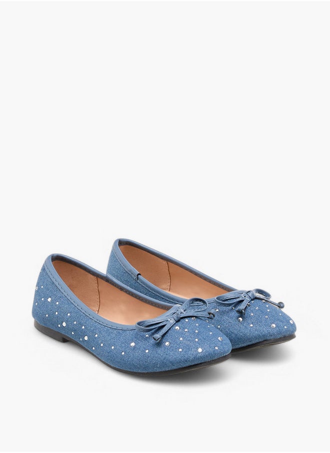 Girls Bow Accent Slip-On Ballerina Shoes