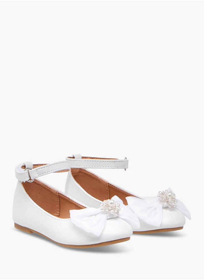Bow Accent Ballerina Shoes with Hook and Loop Closure