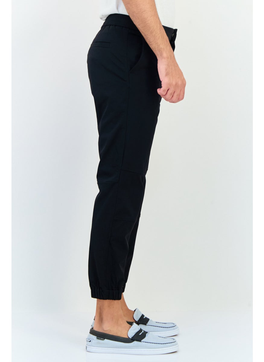 Men Regular Fit Solid Jogger Pants, Black