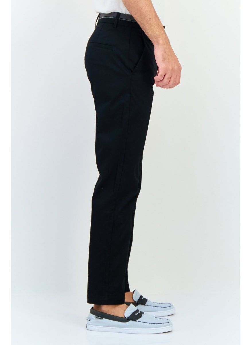 Men Regular Fit Solid Chino Pants, Black