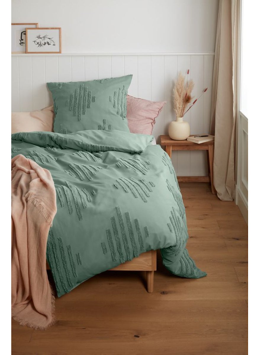 Textured Duvet Set 135 x 200 cm, Sage Green