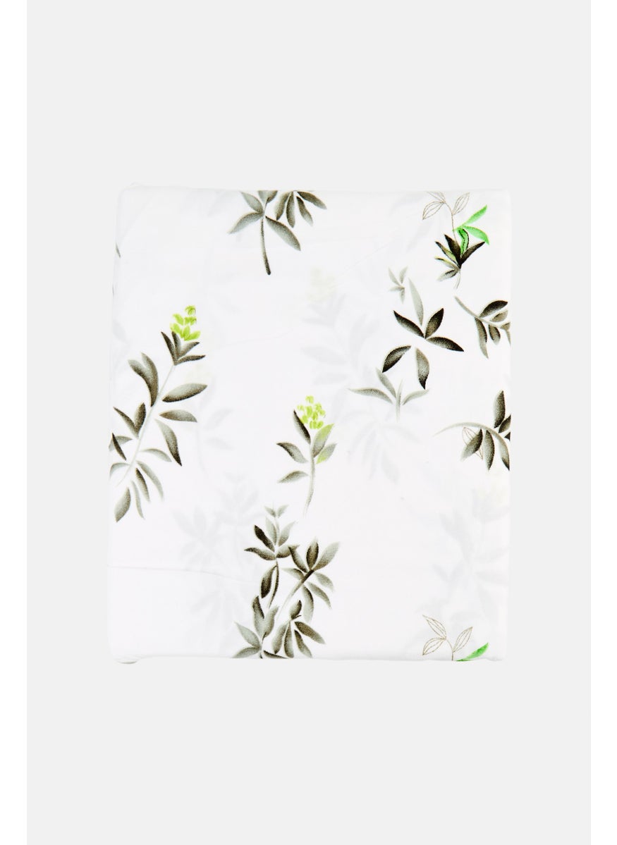 King 3 Pcs Allover Print Duvet Set, White