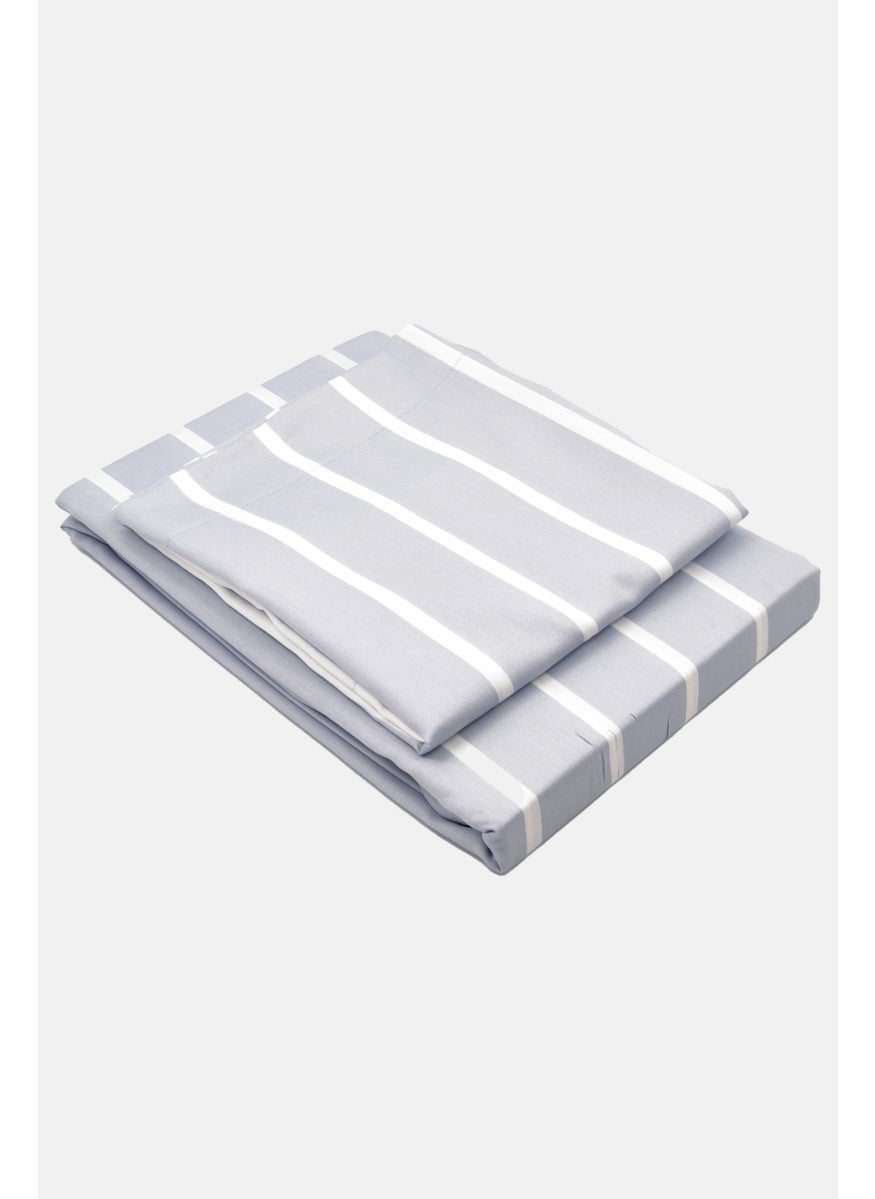 Single Satin Duvet Set 140 x 200 cm, Blue/White