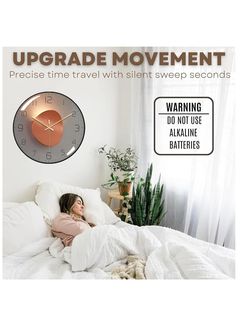 Wall Clock, 8 Inch Silent Non Ticking Modern Wall Clock, Clear and Easy to Read for Living Room Meeting Rooms Bedroom Kitchen Office Decor
