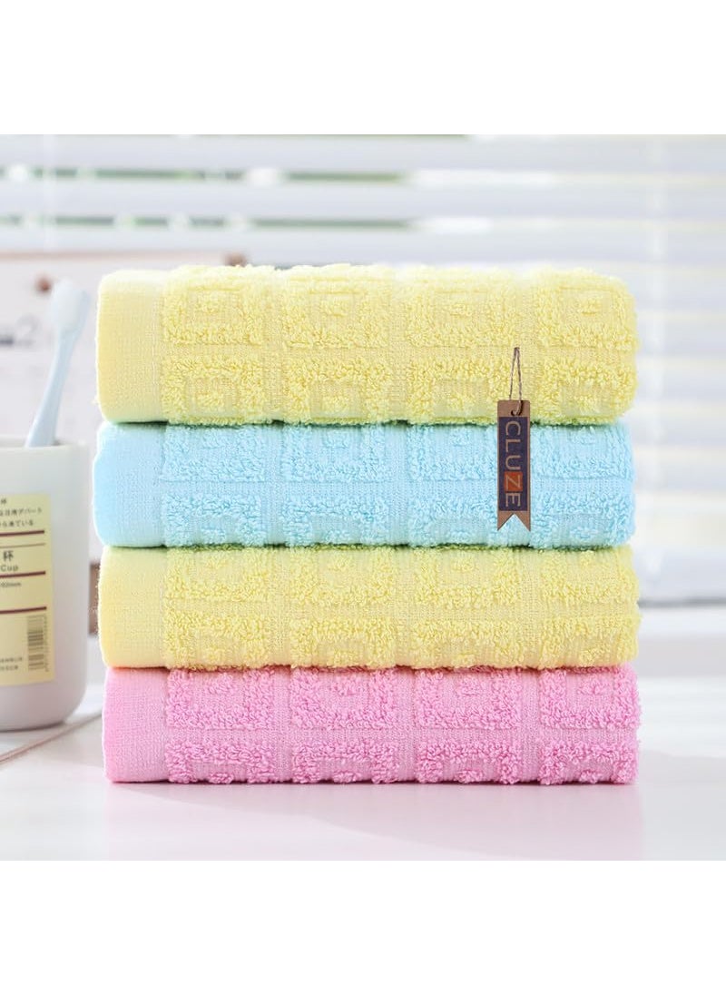 CLUZE Cotton Small Size Face Towel 450 GSM Super Soft Absorbent Handkerchief for Women Baby Kids 25x25 cm PinkSkyYellow Pack of 12