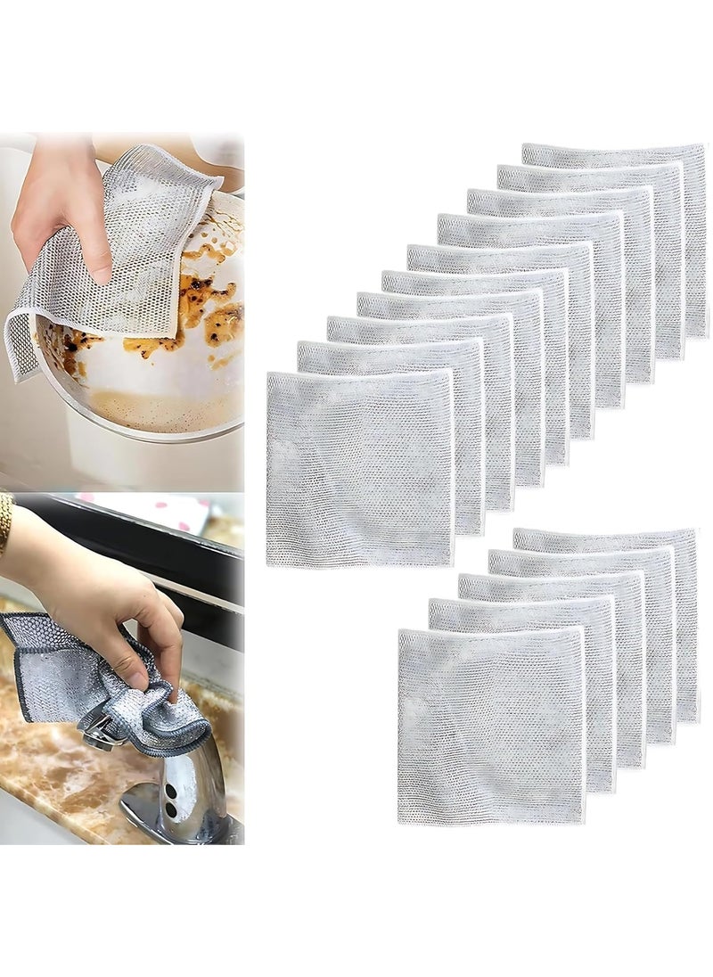 Vivatra 15 Pack NonScratch Wire Dishcloth Multipurpose Wire Dishwashing Rags for Wet and Dry Easy Rinsing Reusable Wire Cleaning Cloth Kitchen Sinks Pan Dish Pan Counter Easy Rinsing Washable