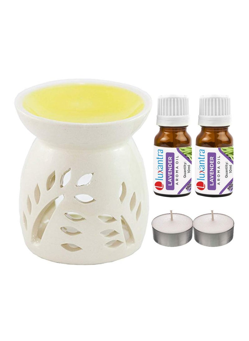 Luxantra Ceramic Aroma Diffuser with 2 Lavender Aroma Oil 2 TLight Free