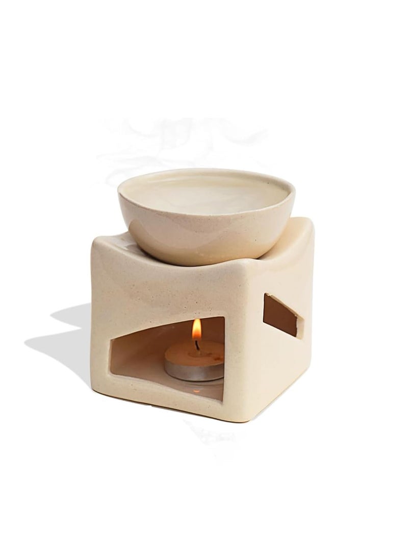 CAVY Decor Aroma Oil Burner Electric Diffusr Shank Shaped with 10ml Rose Oil 4 Tealight Diffuser Gift Set Gifting Tealight Candle Fragrance Potpourri ONLY Black Square Bowl