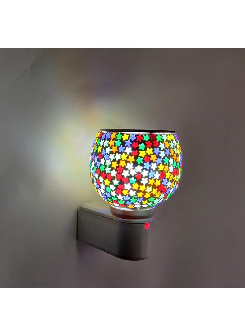 SKYEPIC Ceramic Glass Kapoor Dani with Night Lamp Electric Aroma Diffuser Best Diwali Gift Item Heavy Duty Coil