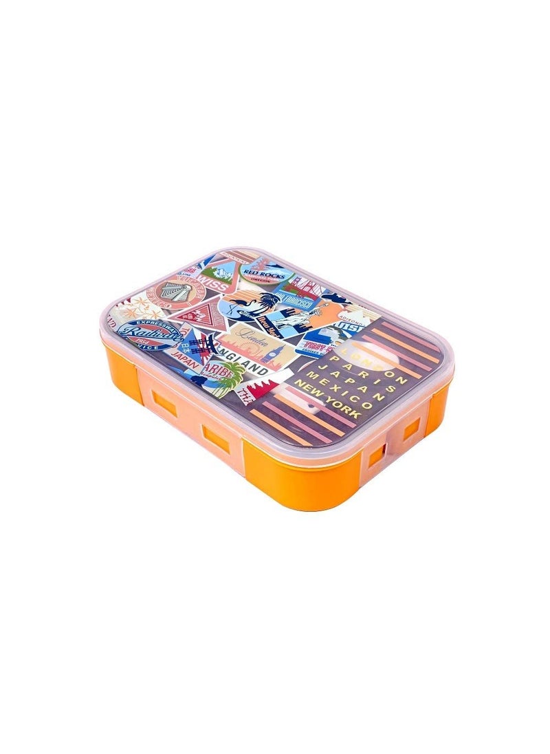 Kytaste Lunch Box with 3 Separate Compartments for School Office with Spoon (Brown)