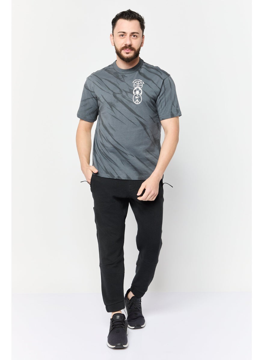 Men Sportswear Fit Short Sleeves Running T-Shirt, Charcoal