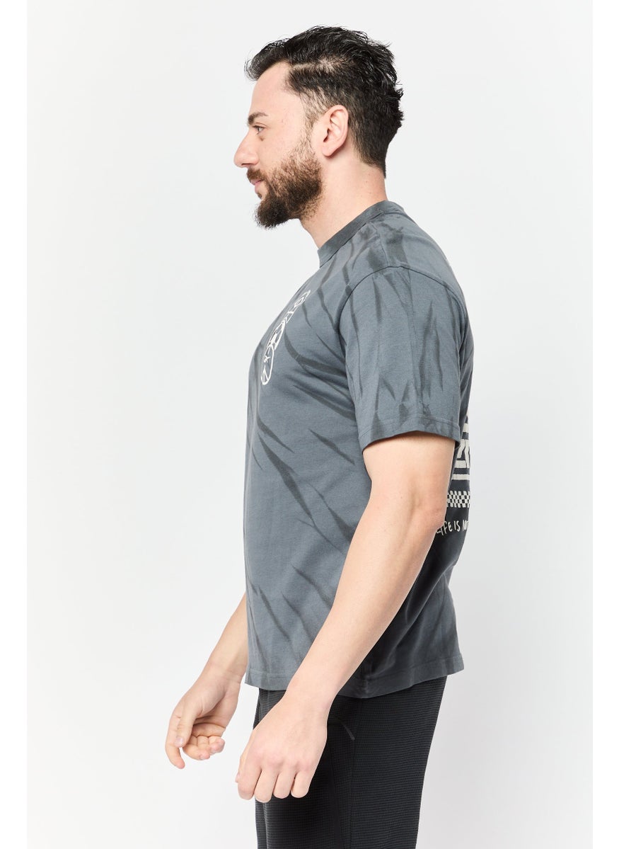 Men Sportswear Fit Short Sleeves Running T-Shirt, Charcoal