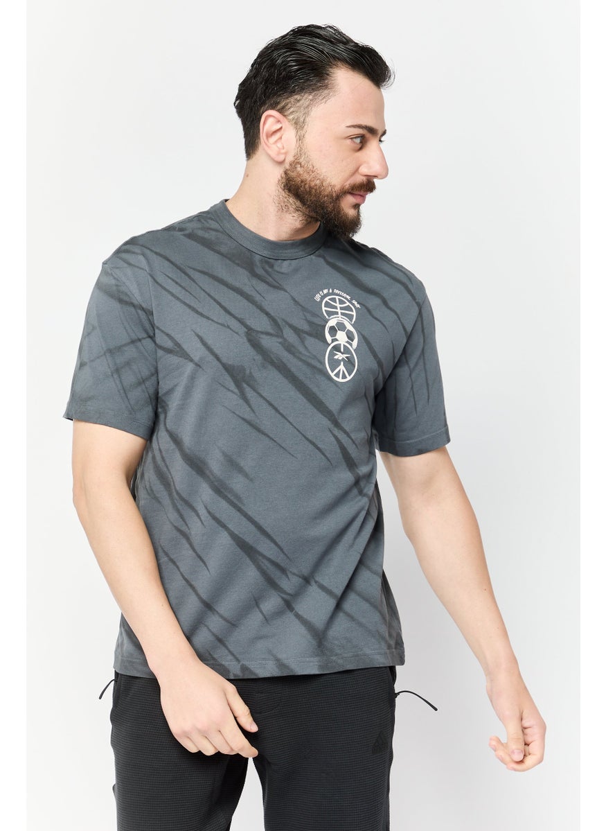 Men Sportswear Fit Short Sleeves Running T-Shirt, Charcoal