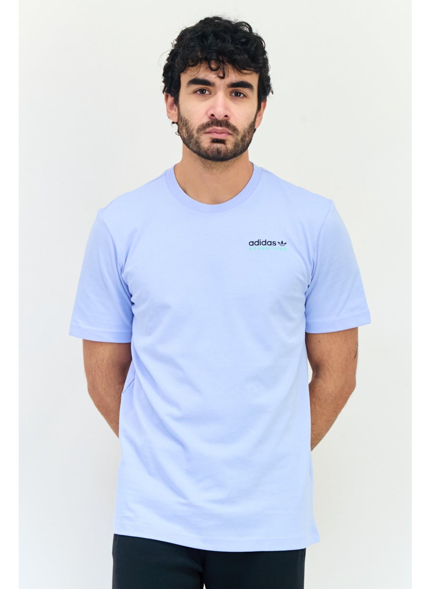 Men Sportswear Fit Short Sleeve Outdoor T Shirt, Light Blue