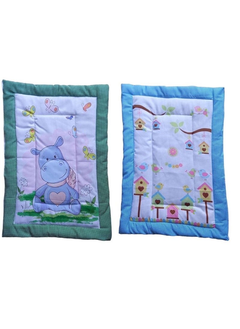 Vivatra Combo Newborn Baby Pom Pom Cotton Baby Bed Godari Cradle Bed Crib Sheet Changing Mat Baby Godadi Godari Bedding Set Mattress_Pack of 2 Piece_20 30 Inch Hippo House