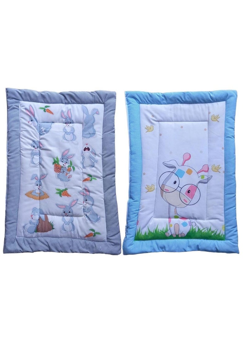 Vivatra Combo Newborn Baby Pom Pom Cotton Baby Bed Godari Cradle Bed Crib Sheet Changing Mat Baby Godadi Godari Bedding Set Mattress_Pack of 2 Piece_20 30 Inch Rabbit Girafee