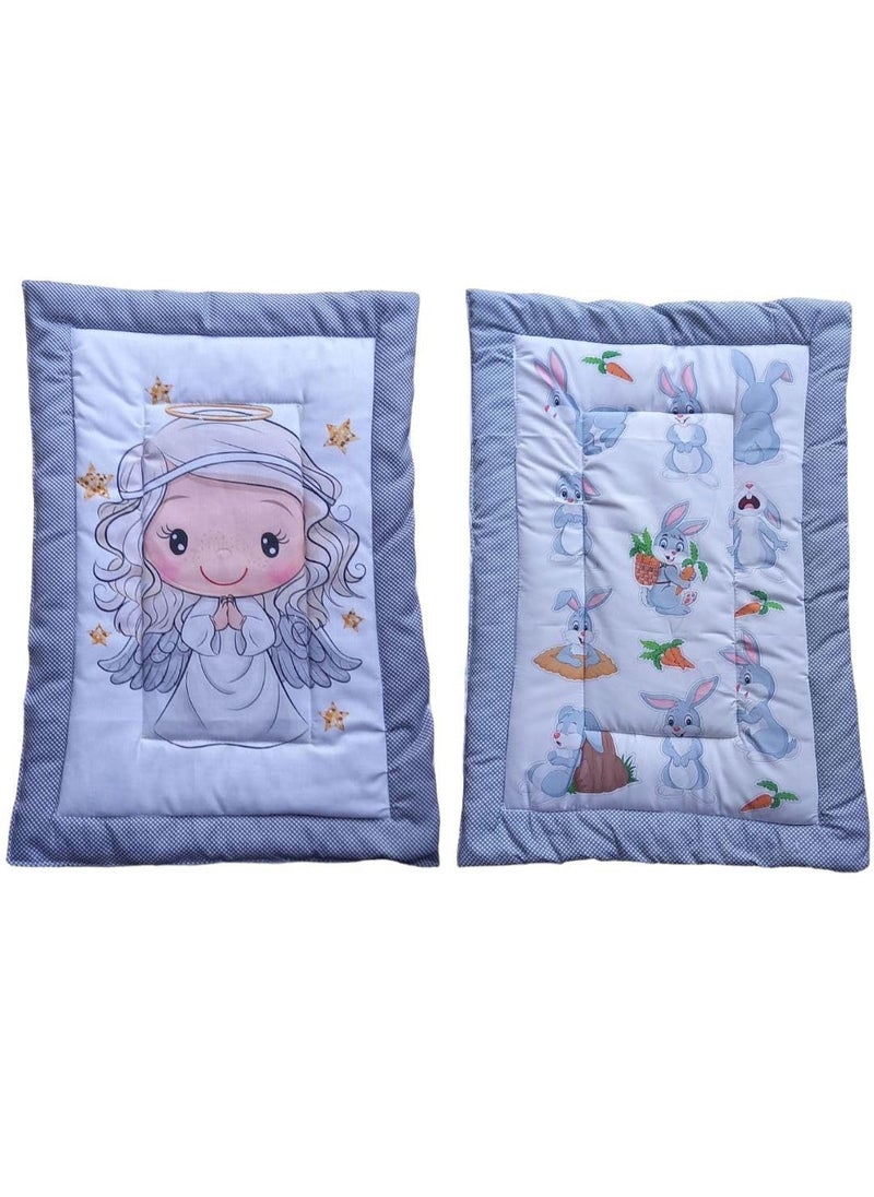 Vivatra Combo Newborn Baby Pom Pom Cotton Baby Bed Godari Cradle Bed Crib Sheet Changing Mat Baby Godadi Godari Bedding Set Mattress_Pack of 2 Piece_20 30 Inch Babygirl Rabbit