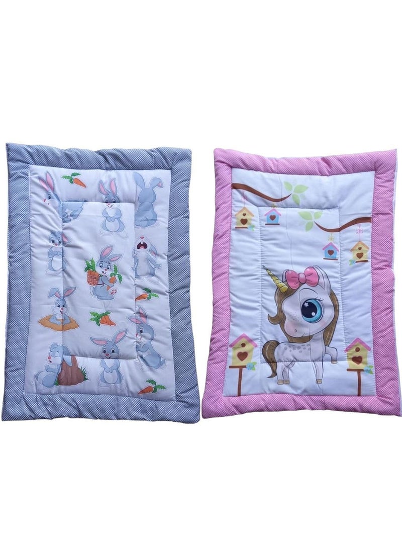 Vivatra Combo Newborn Baby Pom Pom Cotton Baby Bed Godari Cradle Bed Crib Sheet Changing Mat Baby Godadi Godari Bedding Set Mattress_Pack of 2 Piece_20 30 Inch Rabbit Unicorn