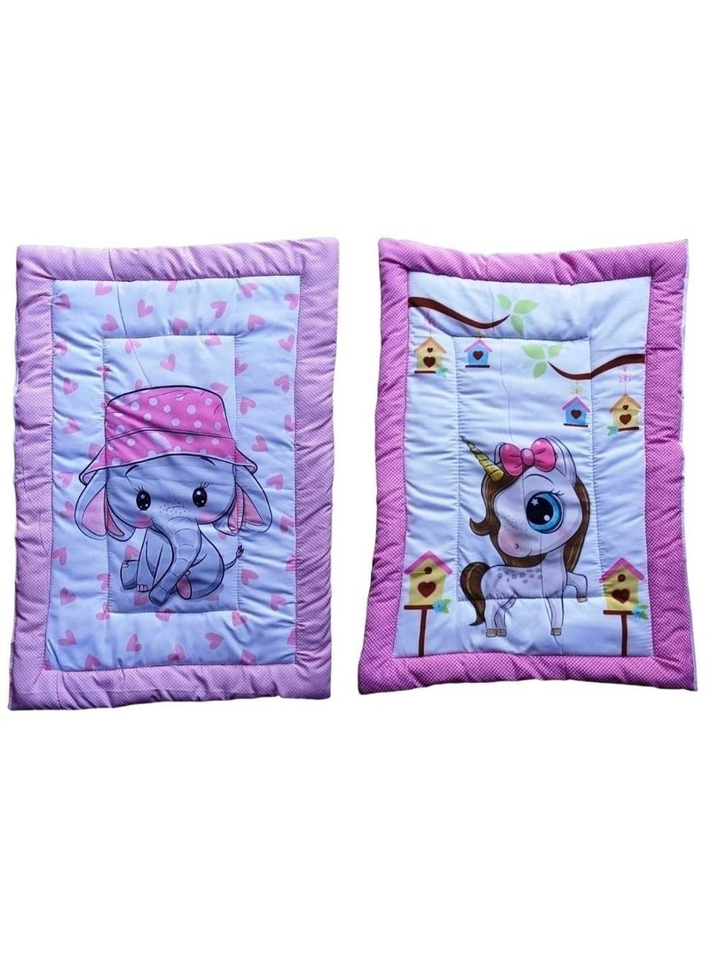 Vivatra Combo Newborn Baby Pom Pom Cotton Baby Bed Godari Cradle Bed Crib Sheet Changing Mat Baby Godadi Godari Bedding Set Mattress_Pack of 2 Piece_20 30 Inch Elephante Unicorn