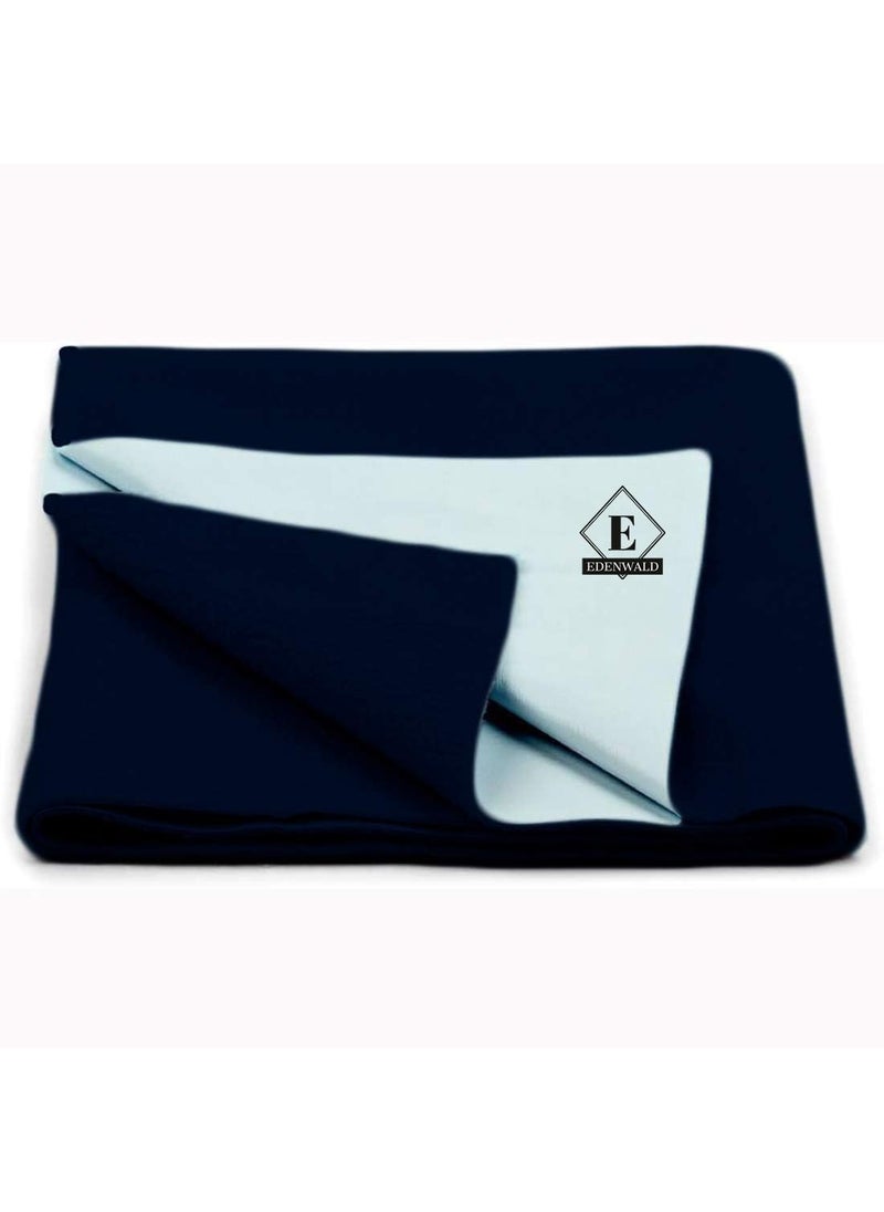 Edenwald Quick Dry Sheet for Babys Extra Absorbent Fast Dry Sheet Bed Protector Waterproof Mattress Protector Underpad Sheet Pack of 1 Large 100x140 Navy Blue