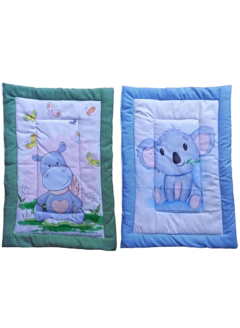 Vivatra Combo Newborn Baby Pom Pom Cotton Baby Bed Godari Cradle Bed Crib Sheet Changing Mat Baby Godadi Godari Bedding Set Mattress_Pack of 2 Piece_20 30 Inch Hippo Koala