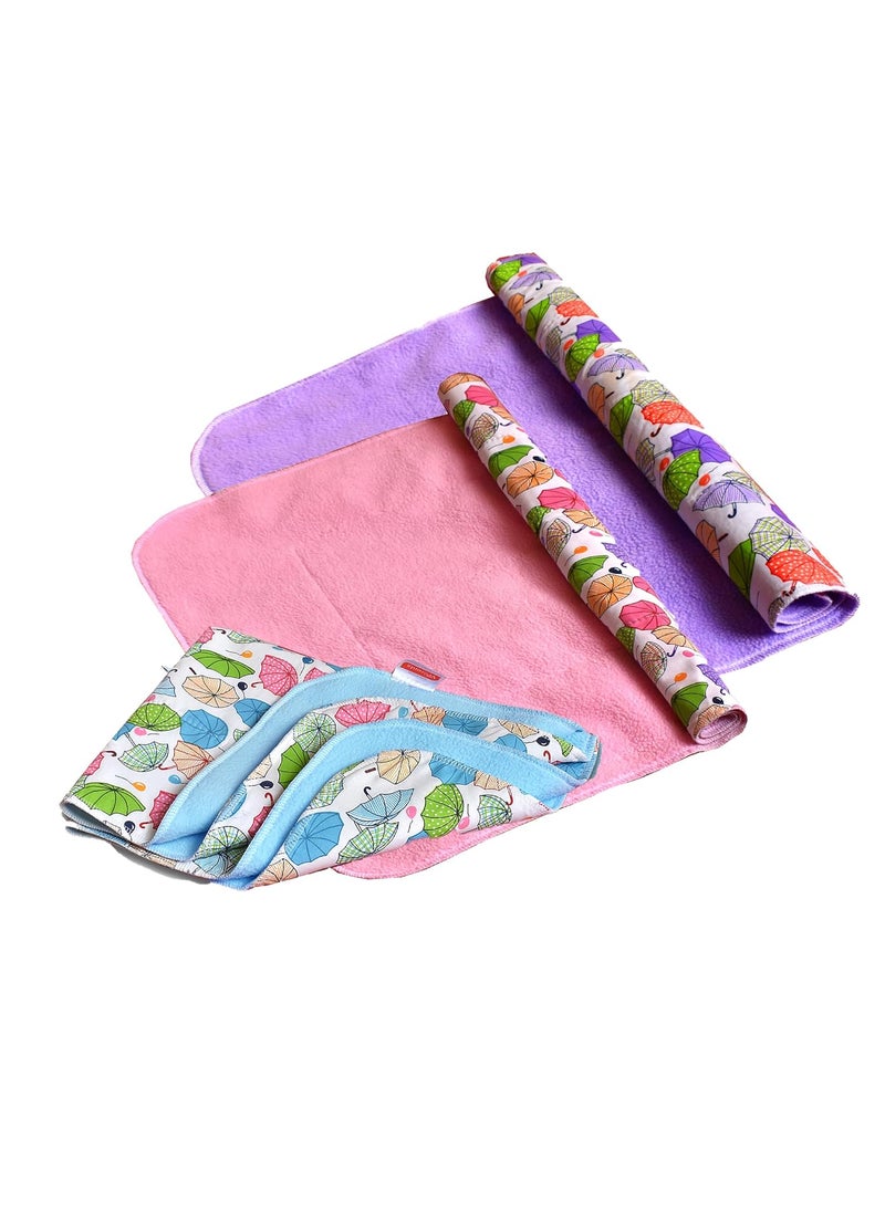 Vparents Sleeping mats Water Proof Bed Protector with one Side Fabric New Born Baby 65cm x 45 cm 06 Months Pink Blue and Purple
