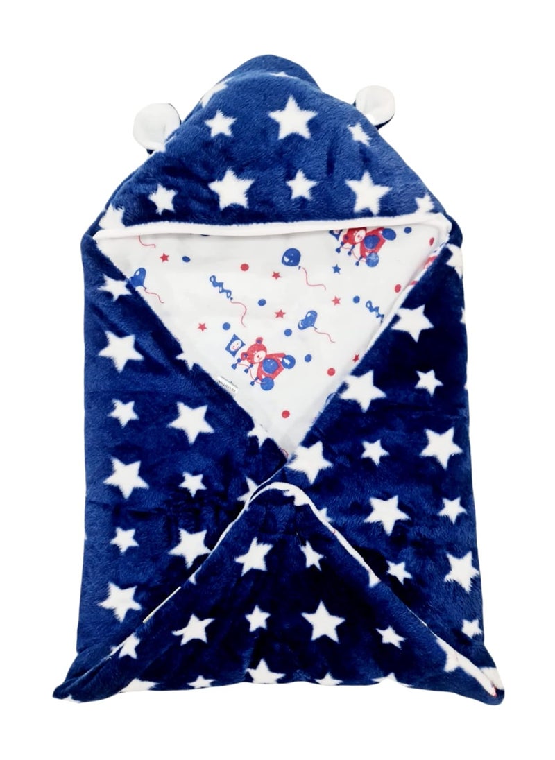 First Kick Baby Blankets New Born Pack of Hooded Velvet Supersoft Durable 3 Layered Quilt Blanket for Baby Boy and Baby Girl