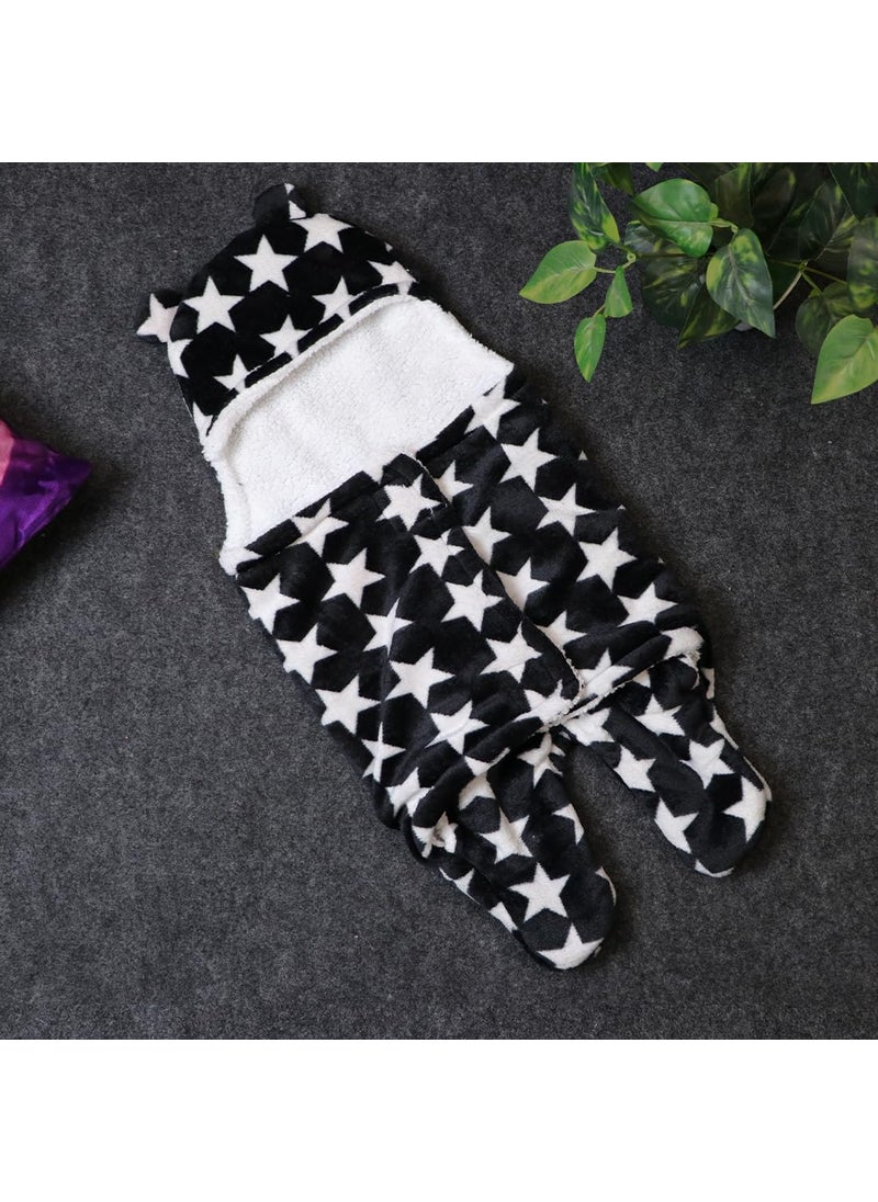 Millionminds Baby Blankets New Born Hooded Wrapper Sleeping Bag and Baby Bath Towel for 06 Months Baby Boys and Baby Girls Black