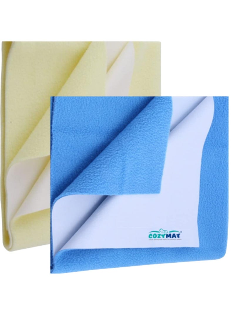 Newnik Cozymat Quick Oeko Tex Approved Dry Sheet/Bed Protector for New Born, Toilet Training Toddler, Old Age & New Moms (Small (50cm x 70cm), Yellow + Firoza)
