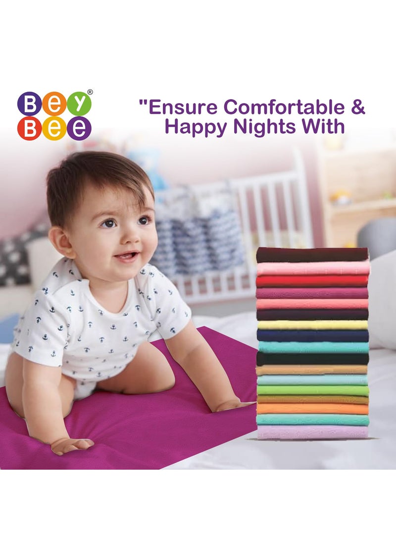 BeyBee Waterproof Quick Dry Sheet for Baby|Anti-Piling Fleece Extra Absorbent Washable Matress Protector| Baby Bed Protector Sheet for Toddler, (Small Pack of 2, 70x50cm, Rani Pink)