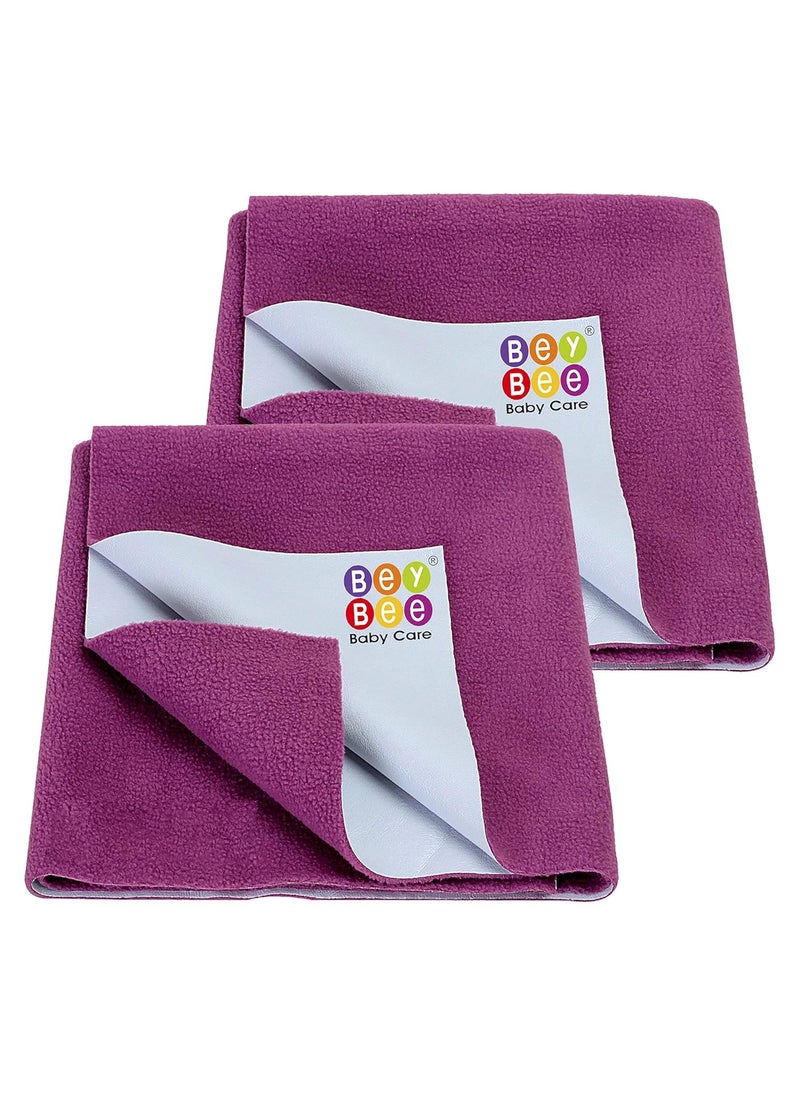 BeyBee Waterproof Quick Dry Sheet for Baby|Anti-Piling Fleece Extra Absorbent Washable Matress Protector| Baby Bed Protector Sheet for Toddler, (Small Pack of 2, 70x50cm, Rani Pink)