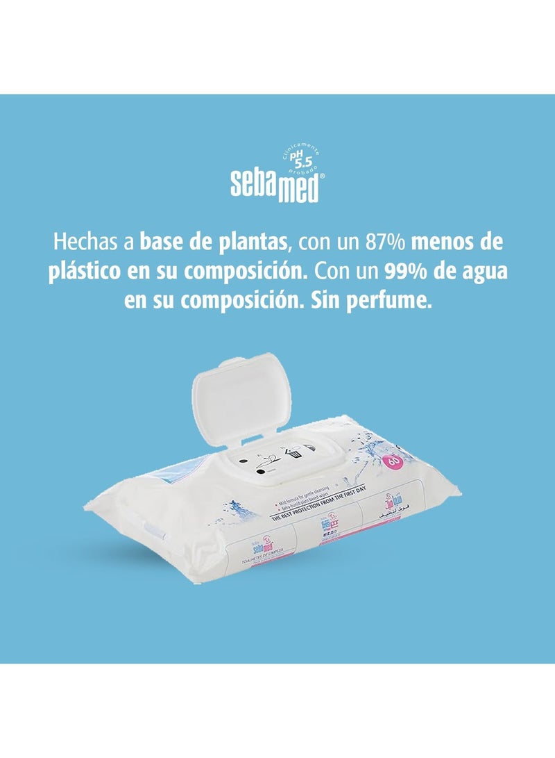 Baby Cleansing Wet Wipes With 99% Water 60 Pieces Pack