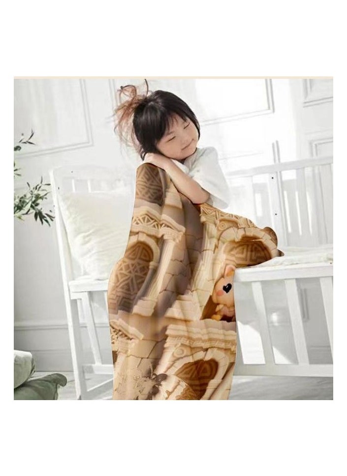 Children's or student cartoon flannel thin blanket (warm and comfortable, suitable for sleep, games) 100cm*150cm - 957
