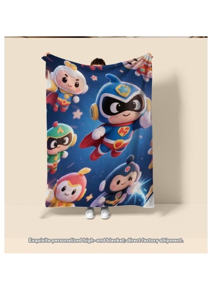 Children's or student cartoon flannel thin blanket (warm and comfortable, suitable for sleep, games) 100cm*150cm - 137