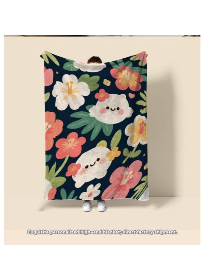 Children's or student cartoon flannel thin blanket (warm and comfortable, suitable for sleep, games) 100cm*150cm