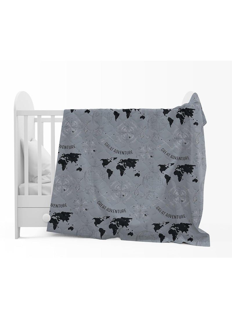Divine Casa 120 GSM Microfiber Single Kids Dohar 04 Years Soft Lightweight Throw Blanket Cozy Breathable AllSeason Comfort 140 x 100 CM Geographic Pattern Stonewash Grey