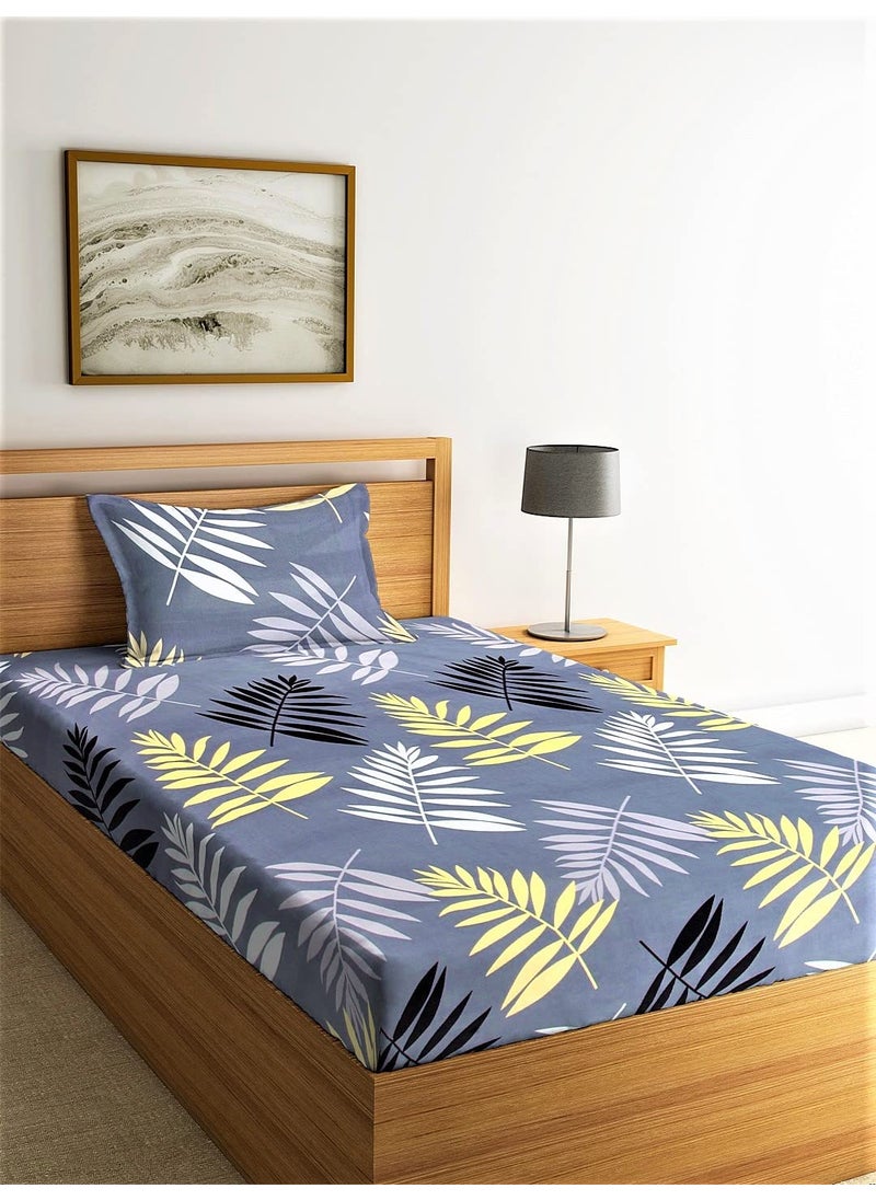Home Sizzler 210 TC Microfibre Grey Single Bedsheet with 1 Pillow Cover