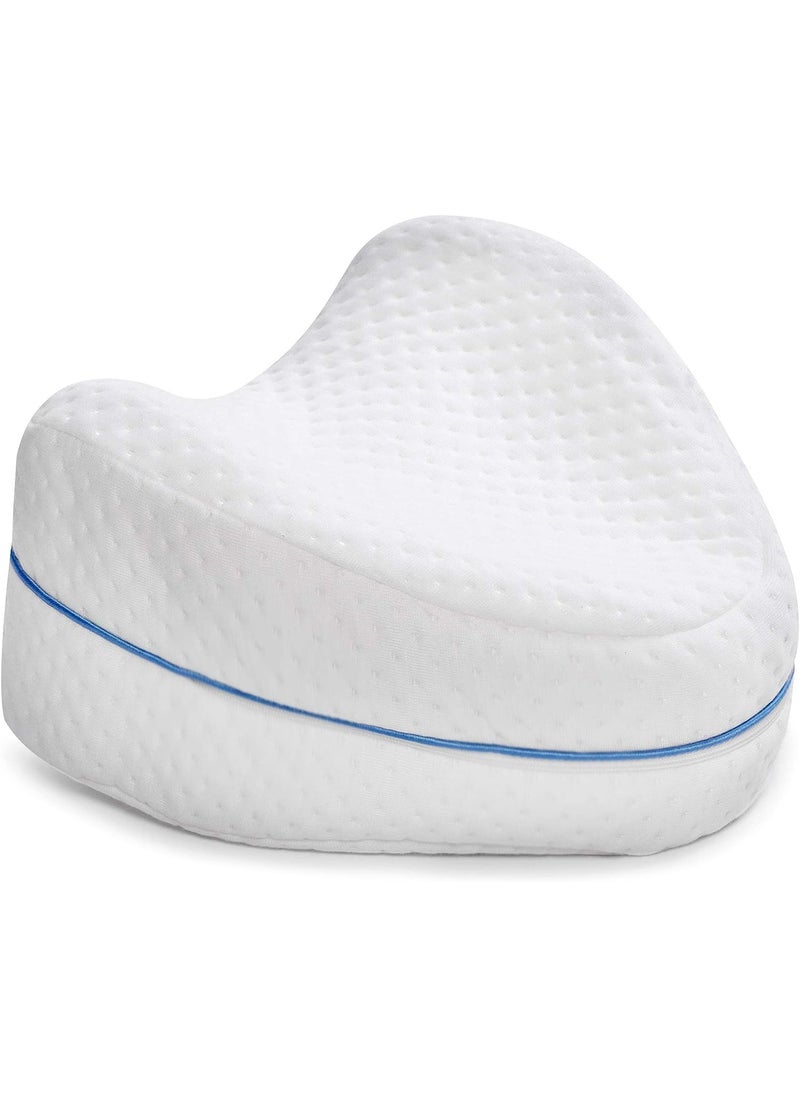 NETXE Memory Foam Wedge Knee Leg Support Pillow for Pregnancy BodySleeping Sciatica Back Hip Joint Pain Relief Thigh Leg Pad Support Cushion Leg Pillow White