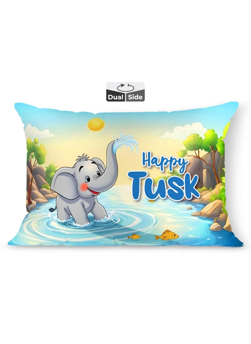 Brizberry Baby Kids Pillow Cushion for 3 Years to 8 Years Super Soft Fabric Elephant Animal Cartoon Prints 12x18 inches Design 2