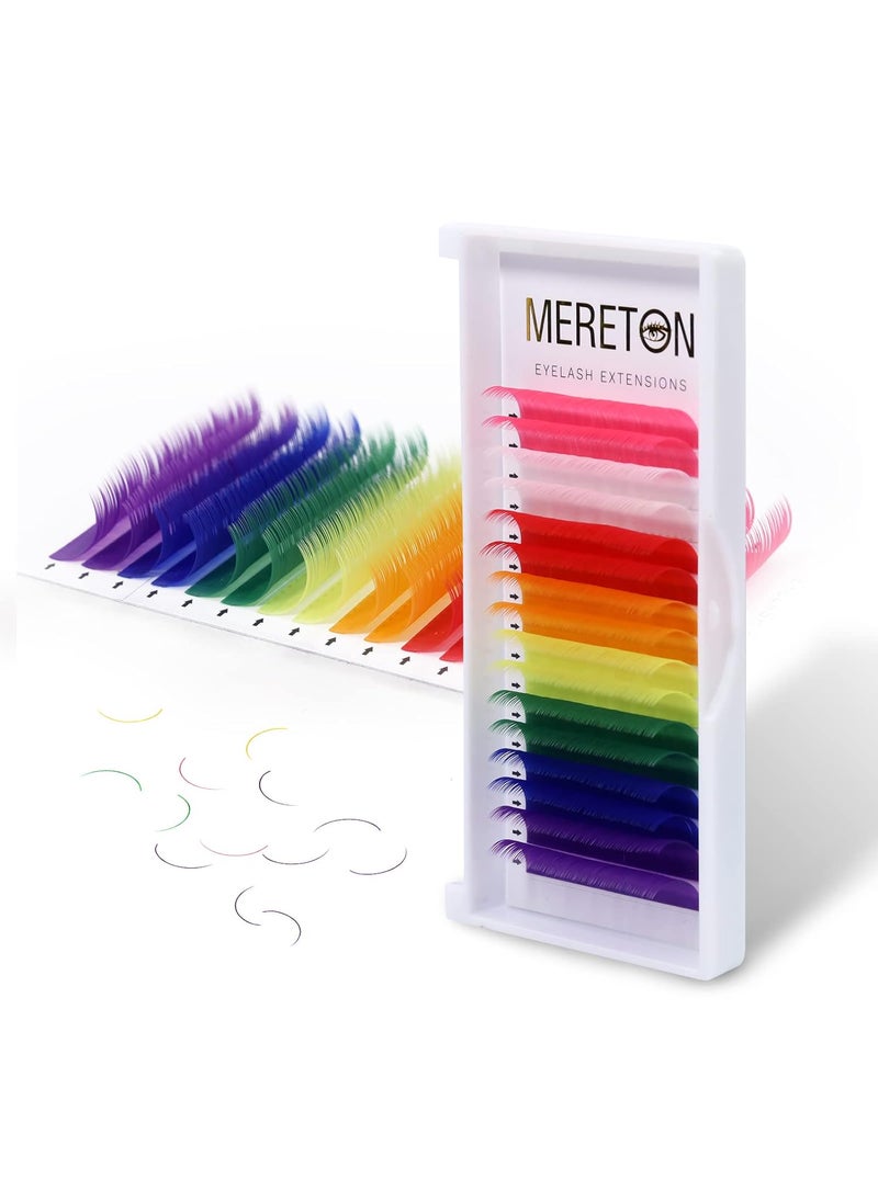16 Rows Colored Lash Extensions White Pink Red Golden Yellow Green Blue Purple Mix Color 0.07mm D Curl Color Lashes Extension Individual Single Classic Eyelash Extensions(0.07 D 15mm)