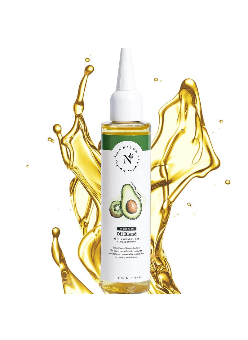 NaturAll Hydrating Hair Oil Blend with Cold pressed Avocado and Kiwi seed oils-Hair Growth Oil with Vitamin E & C- Hair Growth Serum for Hair Repair, Frizz, Breakage & Split Ends (3.38 FL OZ)