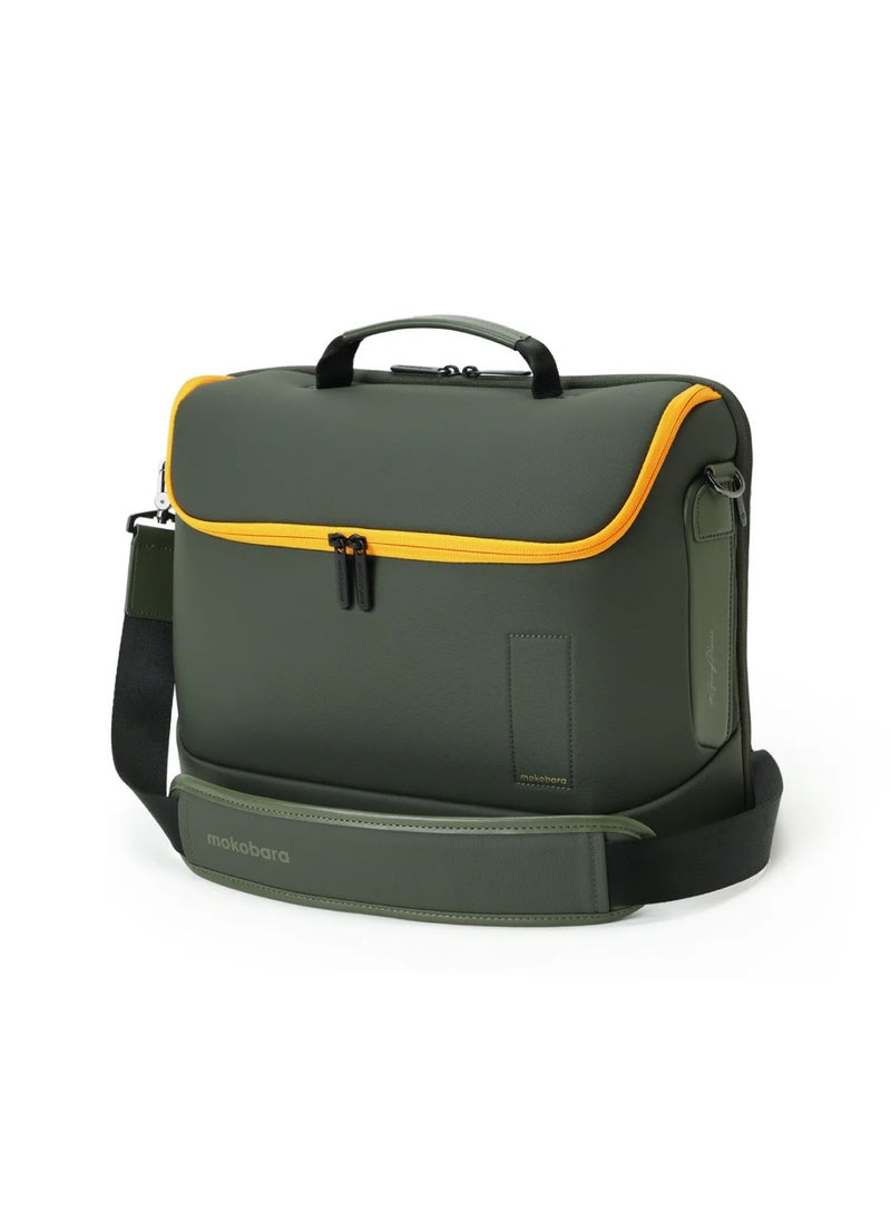 The Transit Briefcase Vegan Leather & Nylon 15L Laptop Crossbody Messenger Bag for Men & Women (Homegrown Sunray)