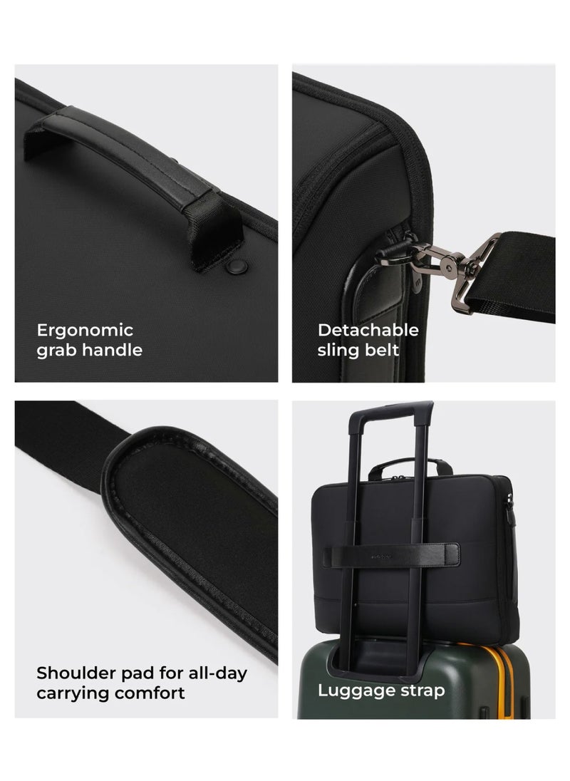 The Transit Briefcase Vegan Leather & Nylon 15L Laptop Crossbody Messenger Bag for Men & Women (Crypto)