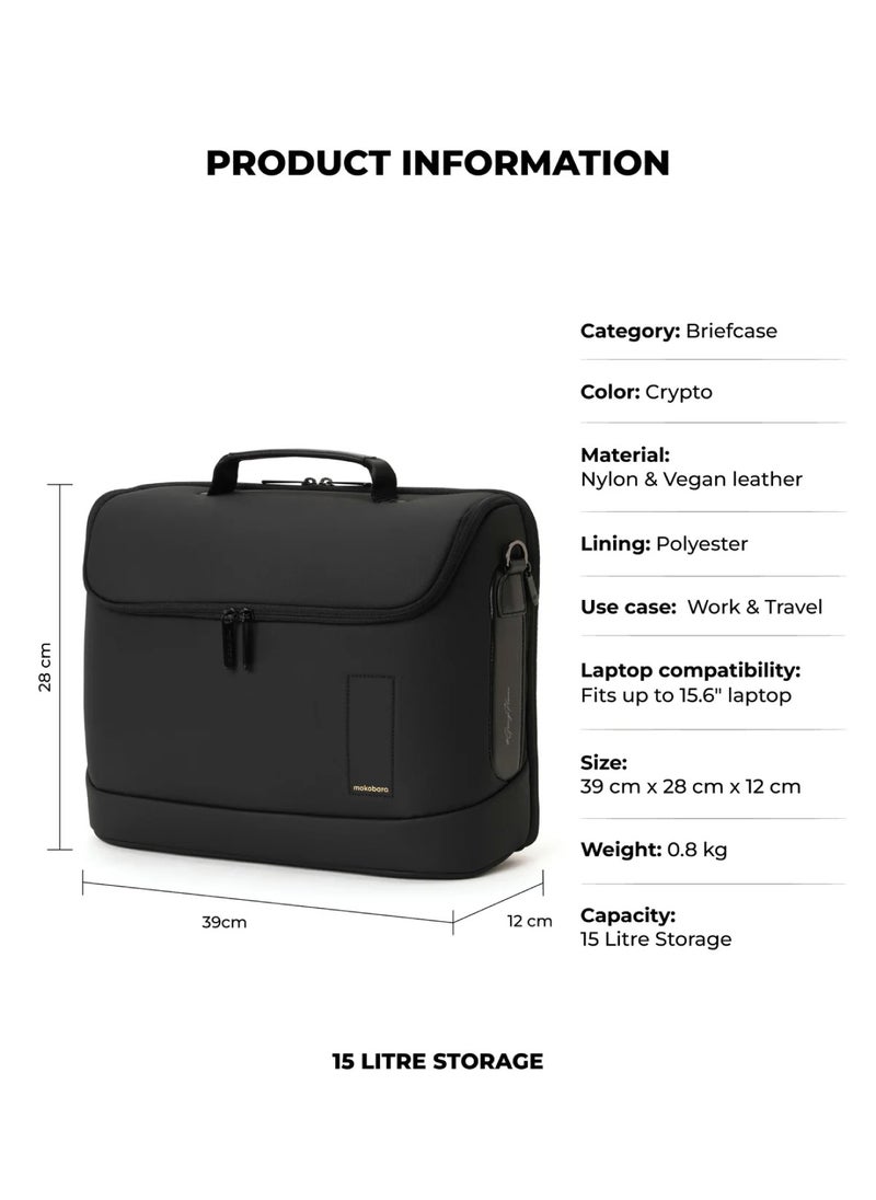 The Transit Briefcase Vegan Leather & Nylon 15L Laptop Crossbody Messenger Bag for Men & Women (Crypto)