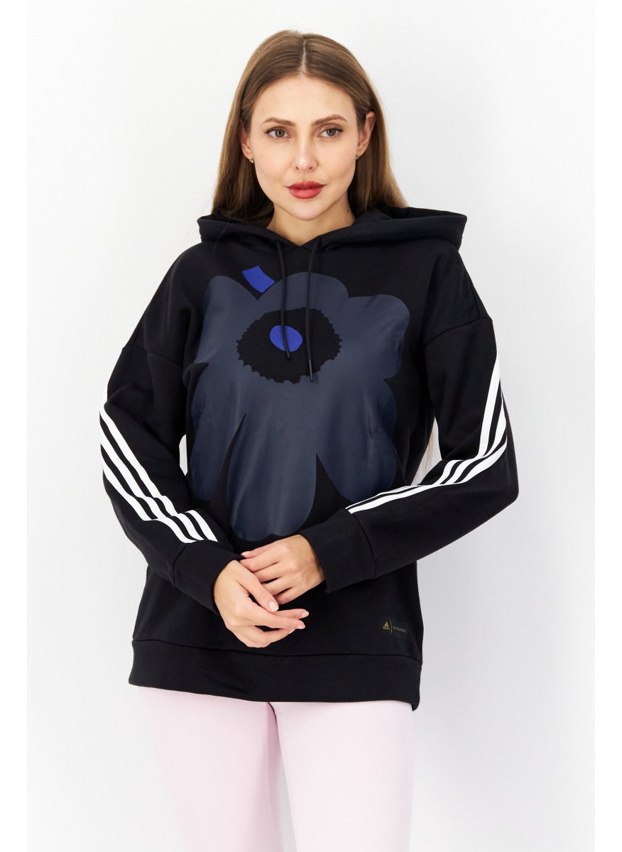 Women Sportswear Fit Long Sleeves Training Hoodies, Black Combo