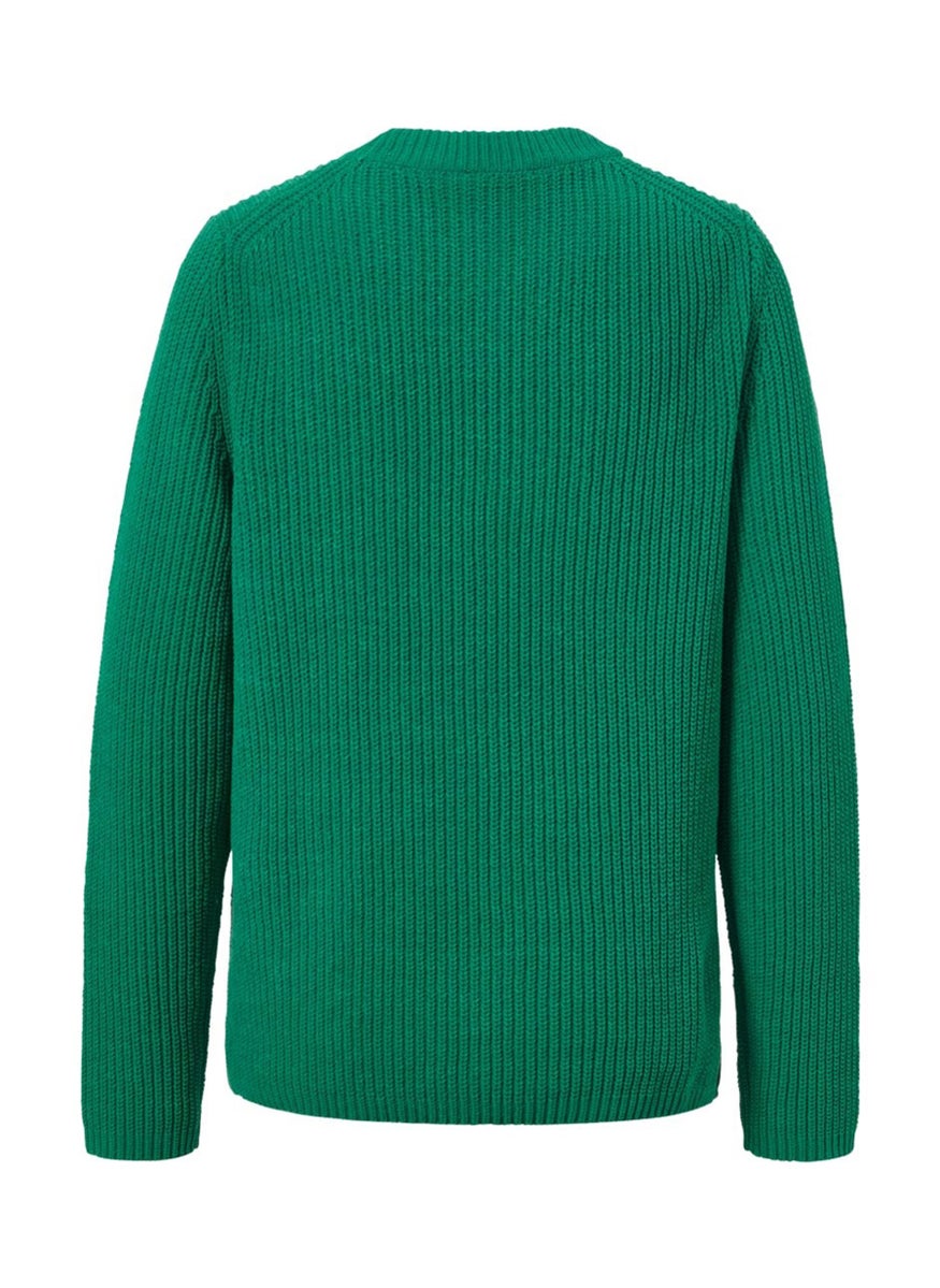 Women Crew Neck Knitted Long Sleeves Sweatshirt, Green