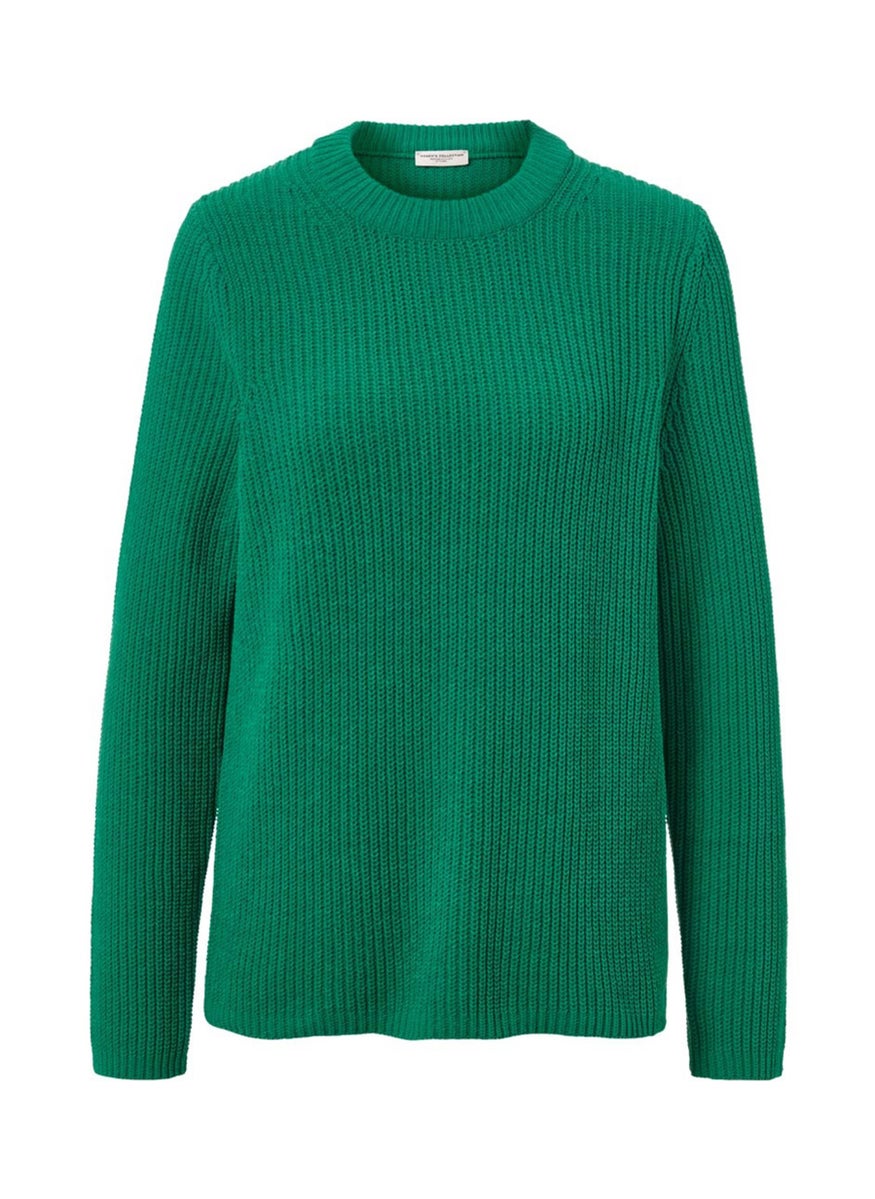 Women Crew Neck Knitted Long Sleeves Sweatshirt, Green